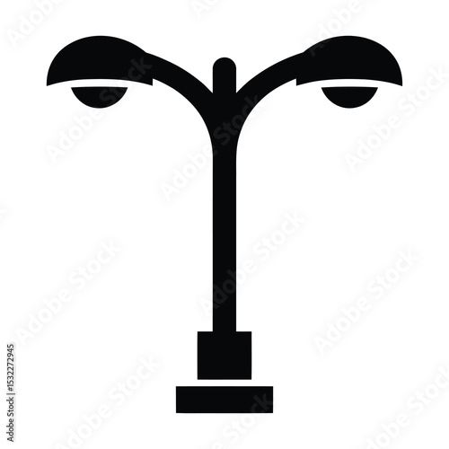 Double armed street lamp post icon illustration