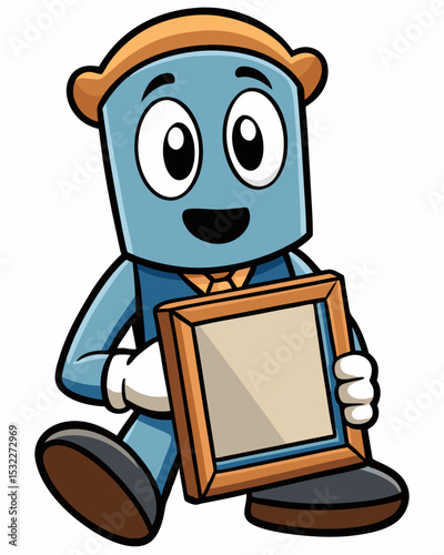 Adorable Cartoon Character Holding a Photo Frame  Perfect for Your Projects