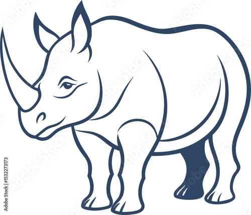 vector illustration of a cartoon Rhino