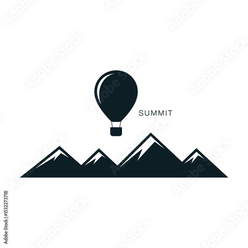 Hot air balloon over majestic mountain peaks