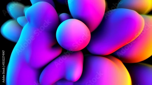 Vibrant Neon Organic Shapes in 3D Form. Seamless looping 4k video background  photo