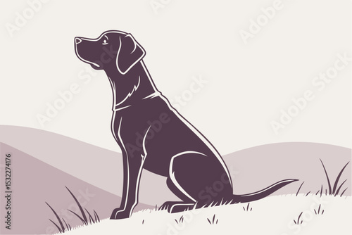 Loyal Watch: Silhouette of a Sitting Labrador