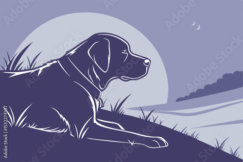 Silhouette of Loyalty: Labrador Dog at Rest