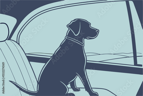 Backseat Buddy: Silhouette of a Sitting Lab