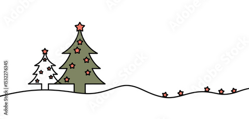 Simple Minimalist Christmas Trees Winter Holiday Scene