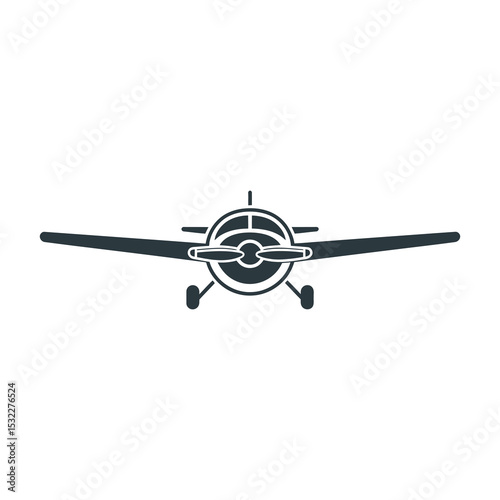 Single propeller airplane front view icon