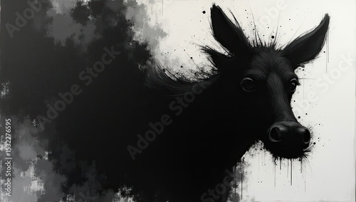 black and white horse