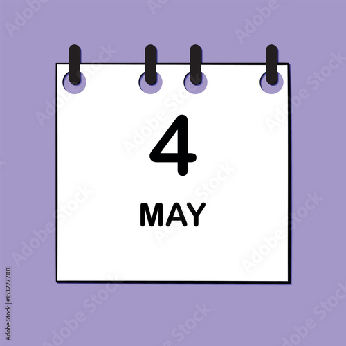 May 4. Daily Calendar icon for design. Simple design for business brochure, flyer, print media, advertisement. Easily editable.