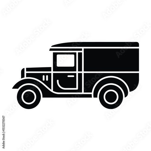Vintage panel truck silhouette illustration