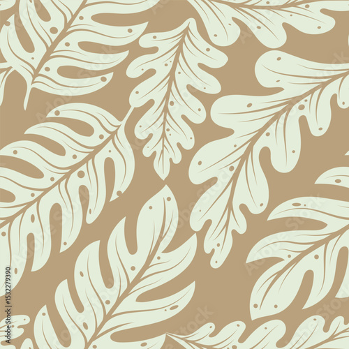Hawaii seamless pattern Topical leaves of monstera plant abstract art print. Abstract Topical Palm Leaves Monstera Seamless Pattern Background