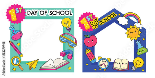 Set of first day of school frame template background