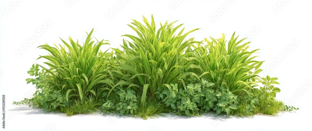 Fototapeta premium Realistic 3D Illustration of Lush Green Plants