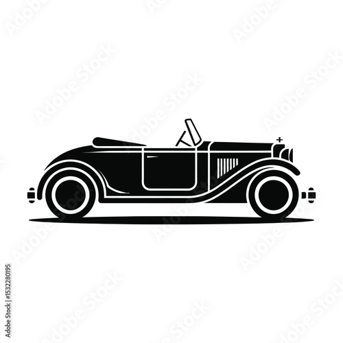 Classic vintage roadster car silhouette illustration
