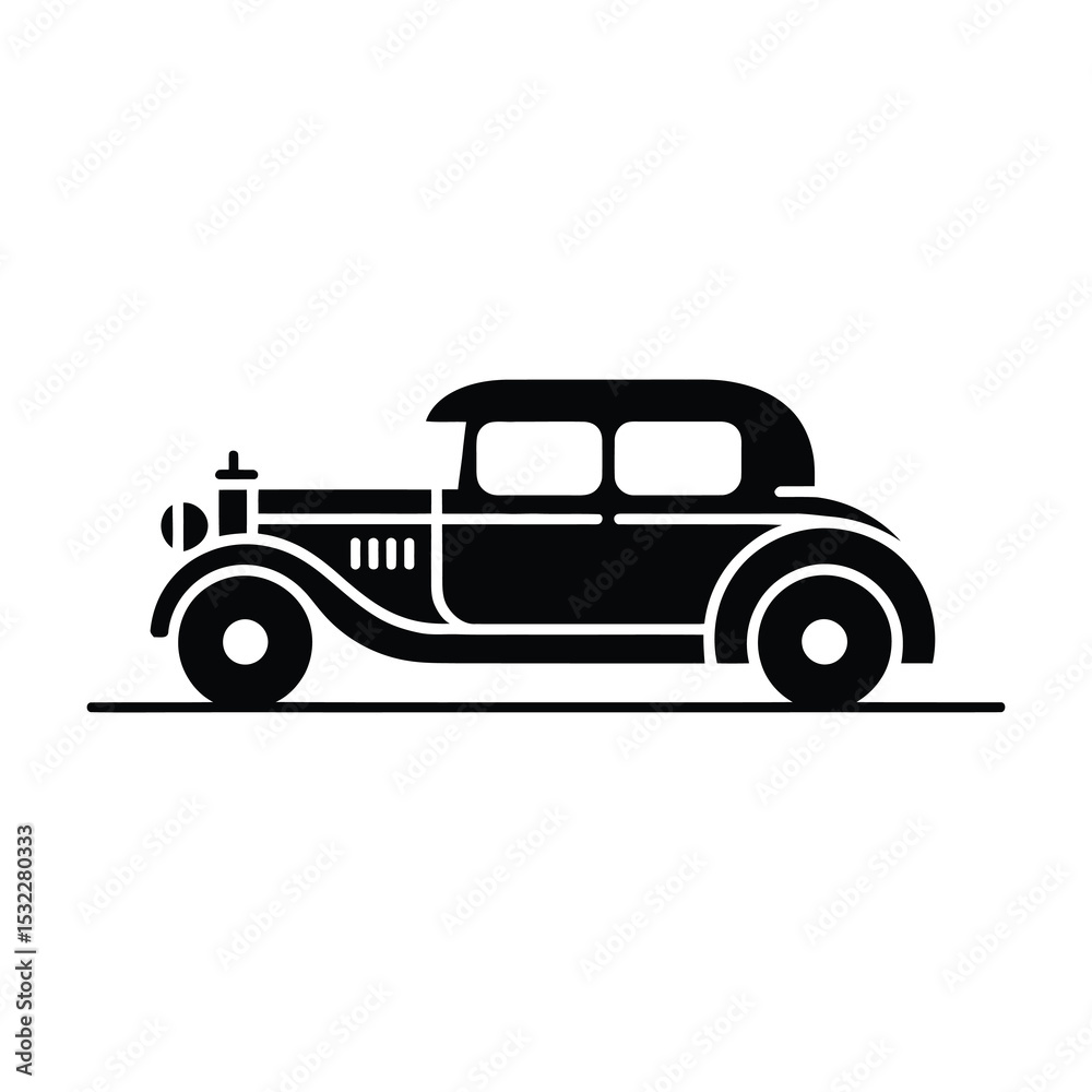 Obraz premium Classic vintage car silhouette icon illustration