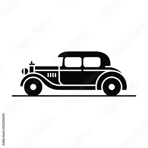 Classic vintage car silhouette icon illustration