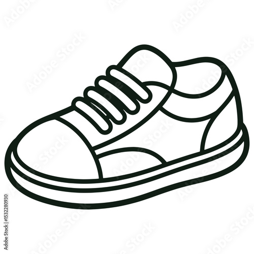 Simple Sneaker Shoe Line Drawing Black and White Sport Shoe Illustration for Coloring Page