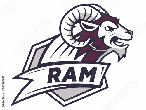 Powerful Ram Standing on a Rock, Ideal for Logos and Sports Teams