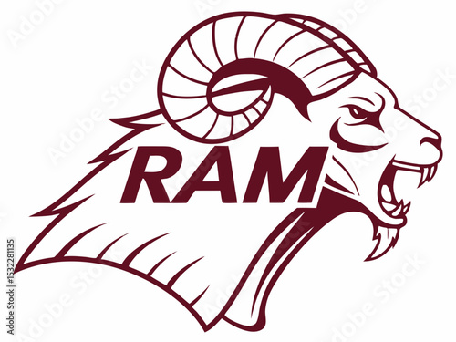 Powerful Ram Standing on a Rock, Ideal for Logos and Sports Teams