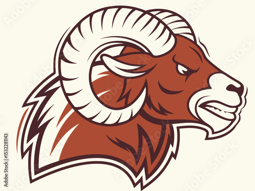 Powerful Ram Standing on a Rock, Ideal for Logos and Sports Teams