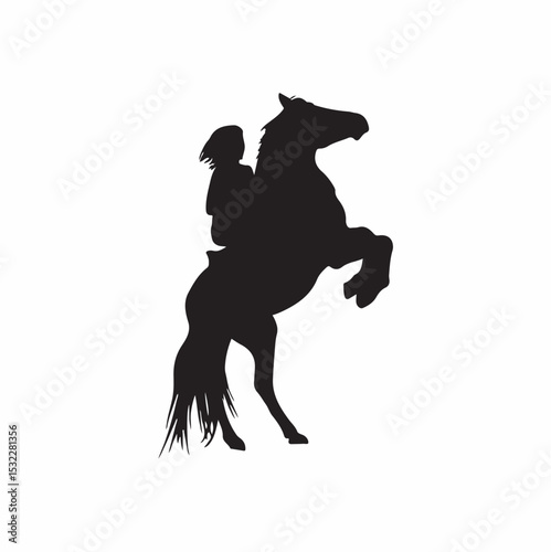 horse rider silhouette, Jumping movement vector horse with rider illustration galloping Stallion cowboy design vector