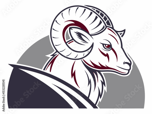 Powerful Ram Standing on a Rock, Ideal for Logos and Sports Teams