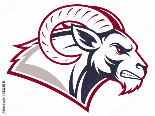 Powerful Ram Standing on a Rock, Ideal for Logos and Sports Teams
