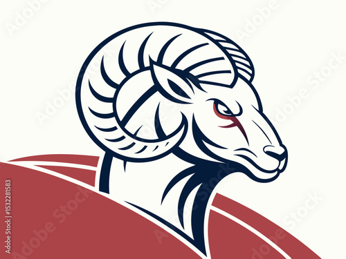 Powerful Ram Standing on a Rock, Ideal for Logos and Sports Teams