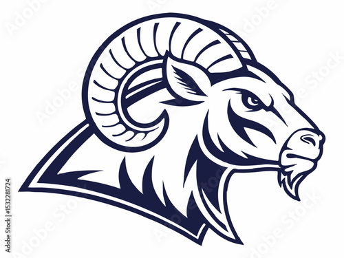 Powerful Ram Standing on a Rock, Ideal for Logos and Sports Teams