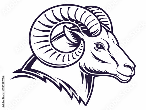 Powerful Ram Standing on a Rock, Ideal for Logos and Sports Teams