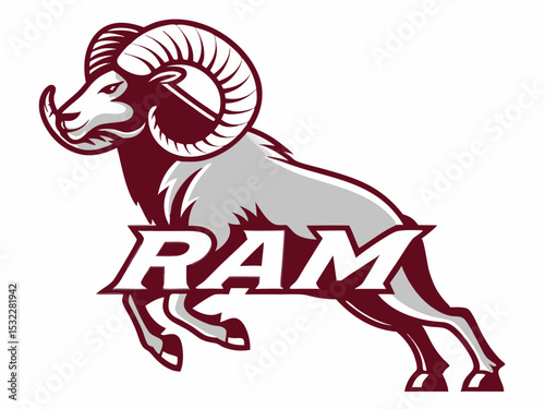 Powerful Ram Standing on a Rock, Ideal for Logos and Sports Teams
