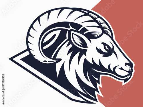 Powerful Ram Standing on a Rock, Ideal for Logos and Sports Teams