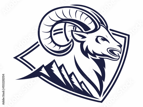 Powerful Ram Standing on a Rock, Ideal for Logos and Sports Teams