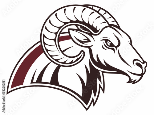 Powerful Ram Standing on a Rock, Ideal for Logos and Sports Teams