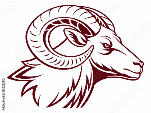 Powerful Ram Standing on a Rock, Ideal for Logos and Sports Teams