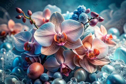 Orchid Blossoms with Decorative Pearls