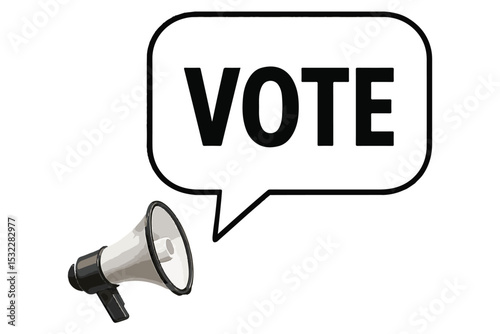 Loud and clear, the message is to vote! A megaphone amplifying the call to action