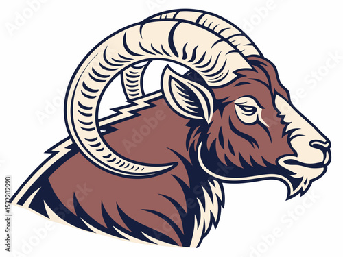 Powerful Ram Standing on a Rock, Ideal for Logos and Sports Teams
