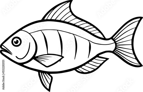bream fish outline vector illustration line art
