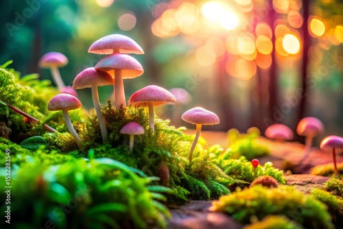 Enchanted Mushroom Grove in Sunlight