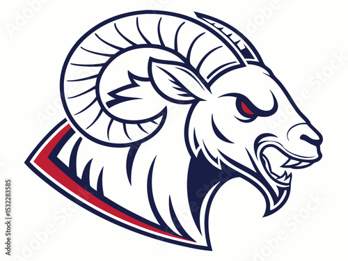Powerful Ram Standing on a Rock, Ideal for Logos and Sports Teams
