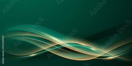 green abstract background design with elegant golden elements vector illustration