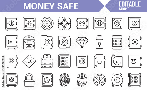 Money Storage and Vault Icons for Security and Finance Projects