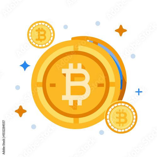 Golden Bitcoin Coin Icon – Shiny Crypto Currency Vector