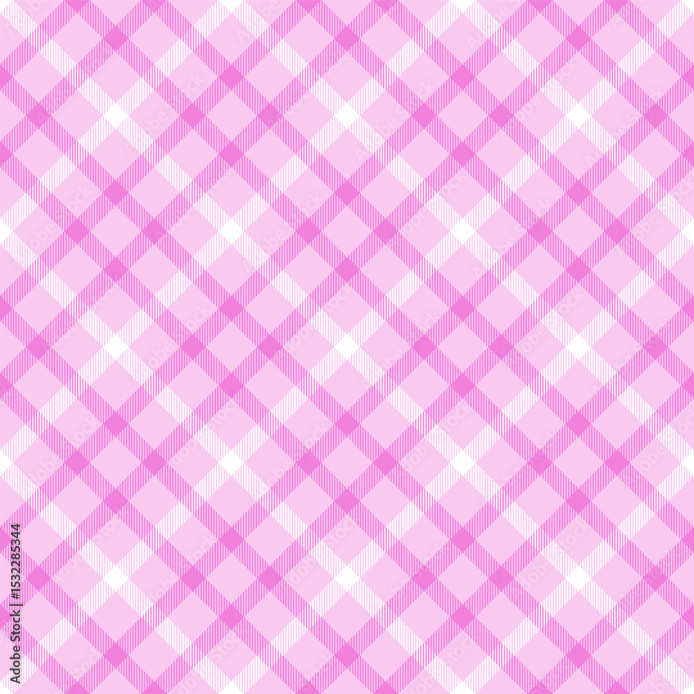 White pink plaid pattern. Vector fashion print design. Seamless plaid pattern texture. Classic style tartan check background.