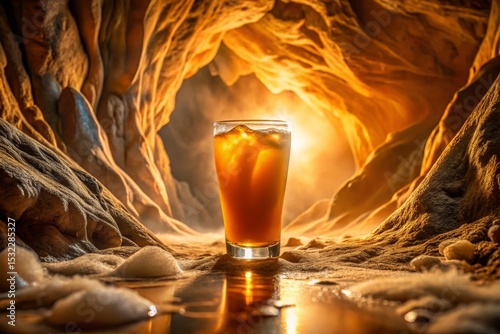 Refreshing Drink in a Golden Cave