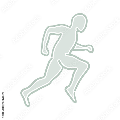 Runner outline simple line vector illustration. Running athlete sprint silhouette hand drawn outline grey logo.