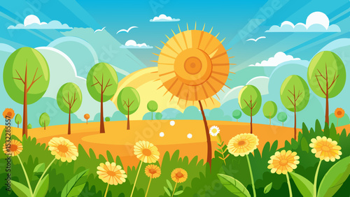 summer landscape with flowers