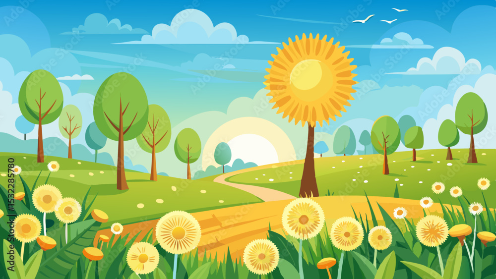 Fototapeta premium spring landscape with flowers