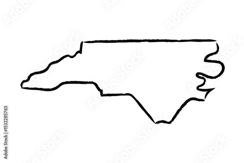 North Carolina hand drawn map. Simple US state outline sketch map. Doodle style map isolated on white for business designs.