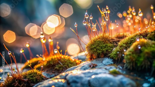 Moss and Dewdrops in Golden Light
